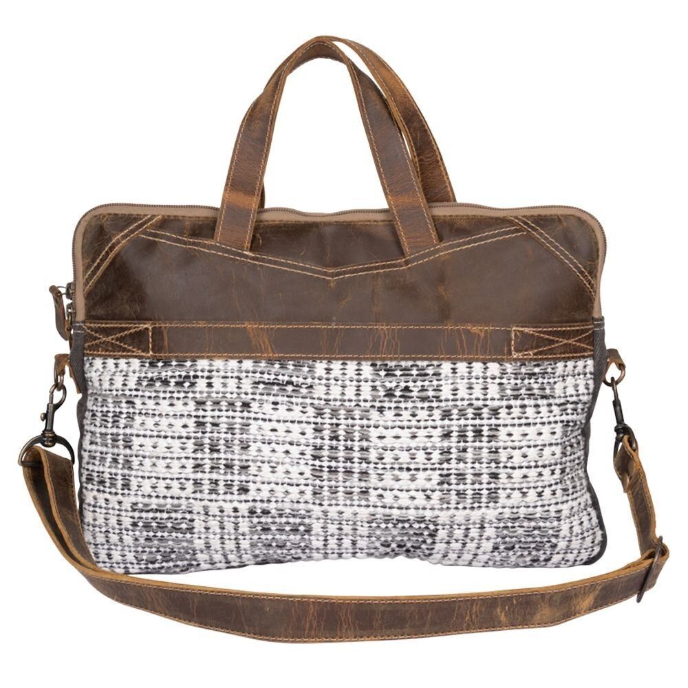 Myra Bag Handmade Daydreaming  Messenger Bag Upcycled Canvas & Cowhide Leather